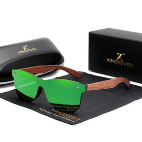 KINGSEVEN® - Óculos de Sol com Lente Polarizada e Hastes em Acetato Madeira - LANÇAMENTO - TENDÊNCIA